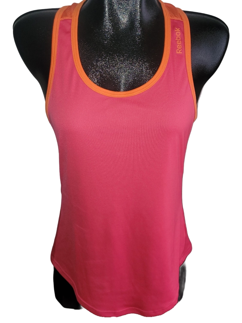 Reebok Women's Pink Racerback Tank with Orange Trim Size M